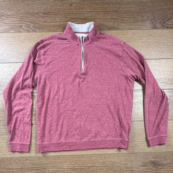 Johnnie-O Men's Sully Quarter-Zip Heathered Cotton-Blend Pull-Over Currant Sz XL - Picture 1 of 15